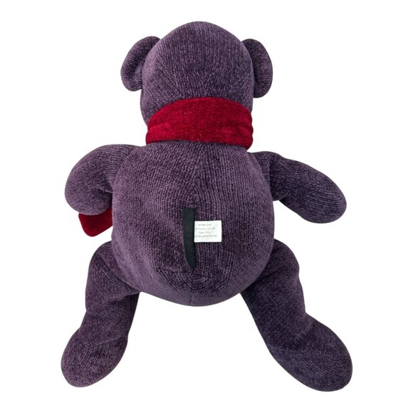 Pottery Barn Kids14" Nicholas Bear Deep Purple with Red Scarf Plush Toy Kids Fun - Picture 3 of 6